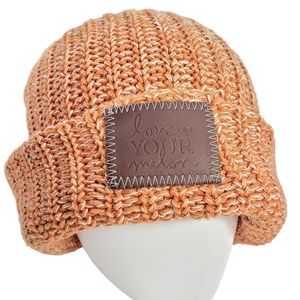 Orange Love Your Melon Oversized Knit Beanie Hat